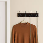 SONGMICS - Wall Mounted Coat Rack Hook Rail Rack with 4 Tri-Hooks for Entryway Bathroom Closet Room, Dark Brown