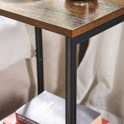 VASAGLE - End Tables Set of 2, Side Tables with Storage Shelf, Slim Night Tables, Steel Frame, for Living Room, Study, Bedroom, Industrial