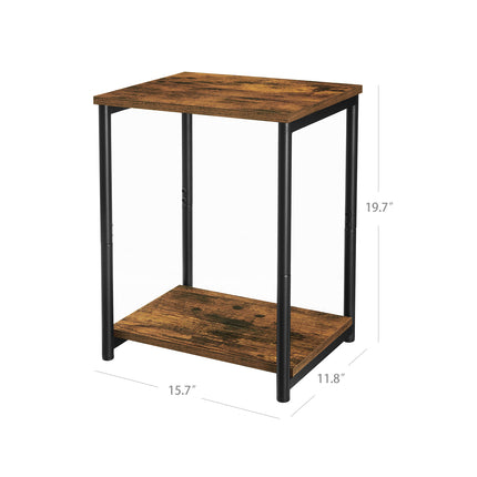 VASAGLE - End Tables Set of 2, Side Tables with Storage Shelf, Slim Night Tables, Steel Frame, for Living Room, Study, Bedroom, Industrial