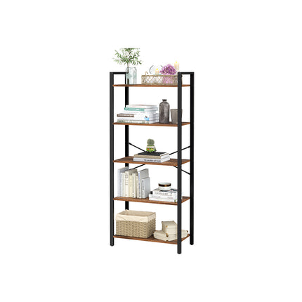 5-Tier Bookshelf, Home Office Bookcase, Storage Rack with Steel Frame, Vasagle