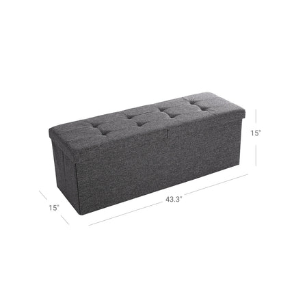 Storage Ottoman Bench, Folding Storage Chest, Footstool with Flip-up Lid, Padded Seat, 31.7 Gal, Up to 660 lb, Dark Gray