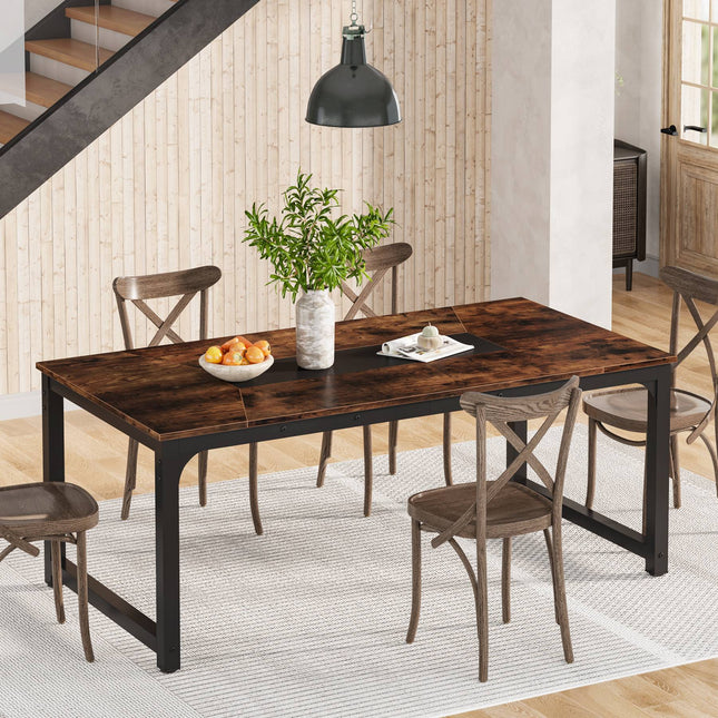 Dining Table, Industrial Kitchen Table with Metal Frame