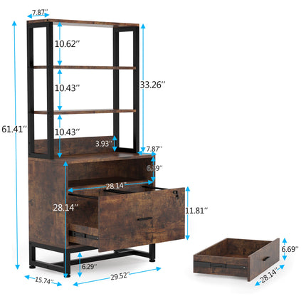 Tribesigns File Cabinet 2 Drawer Vertical Filing Cabinet with Lock Bookshelf