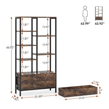 Tribesigns Bookshelf, Freestanding Etagere Bookcase with 2 Drawers Tribesigns, 6