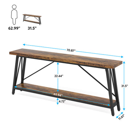 Tribesigns Console Table 70.9 Inches Extra Long Sofa Table Behind Couch Dark Brown