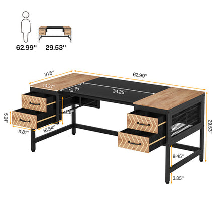 Tribesigns Computer Desk, 63" Executive Desk Writing Table with 4 Storage Drawers Tribesigns, 7