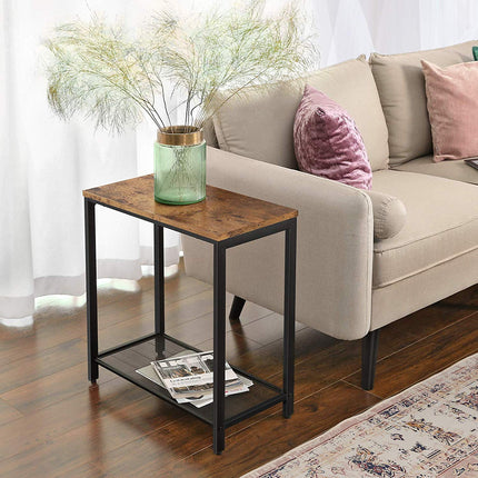 INDESTIC Side Table, Narrow Small End Table with Mesh Shelf, Nightstand, Living Room
