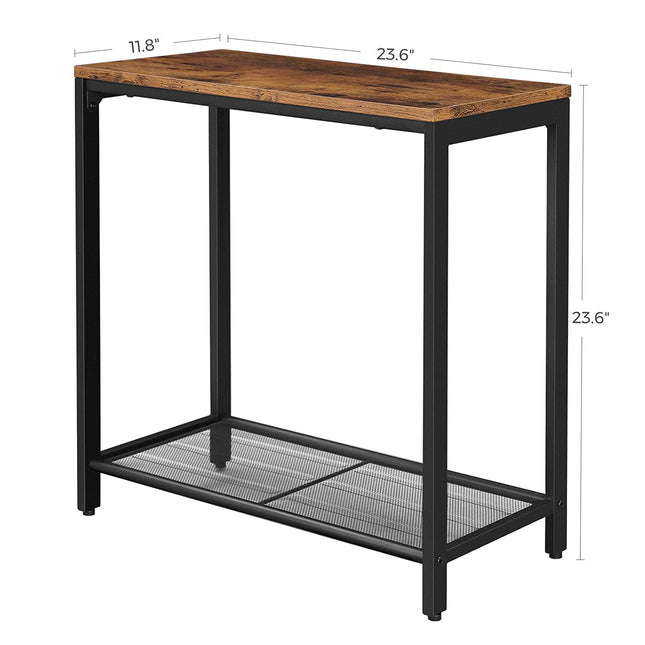 INDESTIC Side Table, Narrow Small End Table with Mesh Shelf
