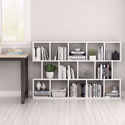 Tribesigns Modern Bookcase, 5-Shelf Storage Organizer with 14-Cube Display Bookshelf Tribesigns, 3