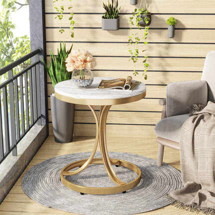 Tribesigns End Table, Modern Side Tables with White Faux Marble Top Tribesigns