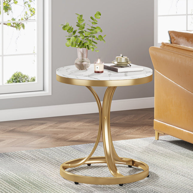 End Table, Modern Side Tables Faux Marble Top